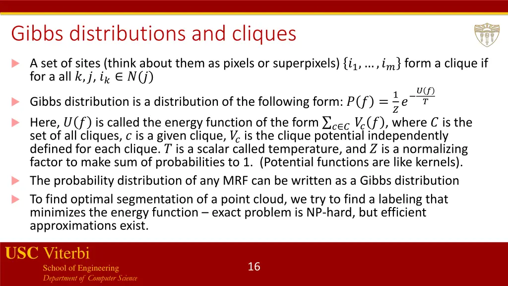 gibbs distributions and cliques