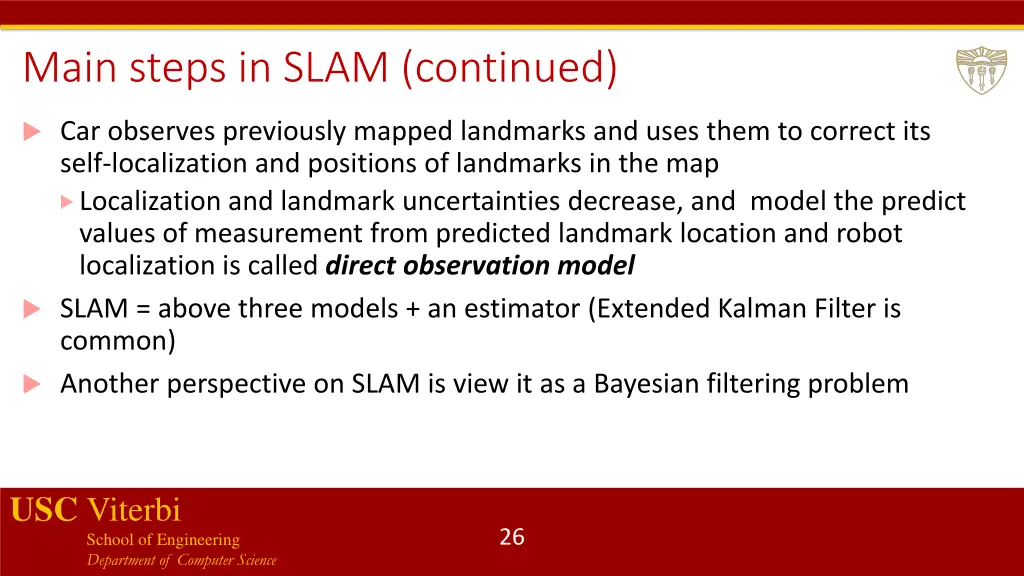 main steps in slam continued