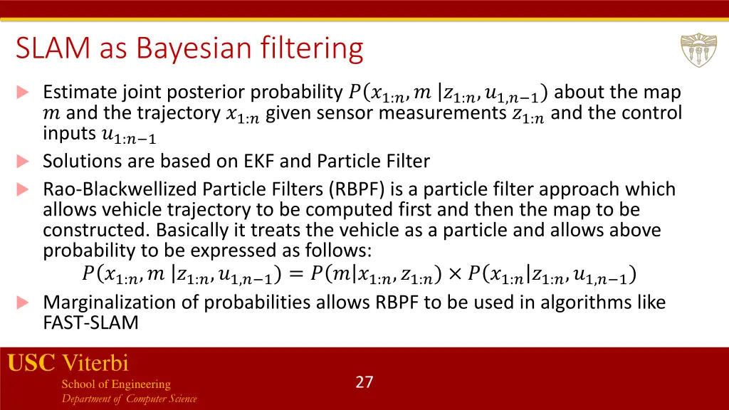 slam as bayesian filtering