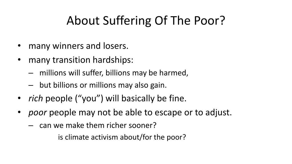 about suffering of the poor