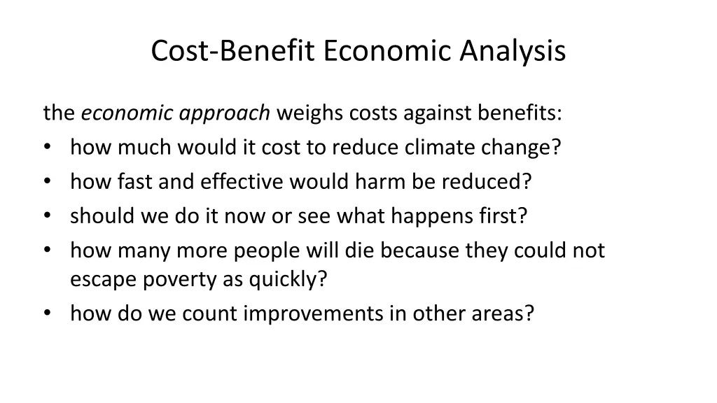 cost benefit economic analysis