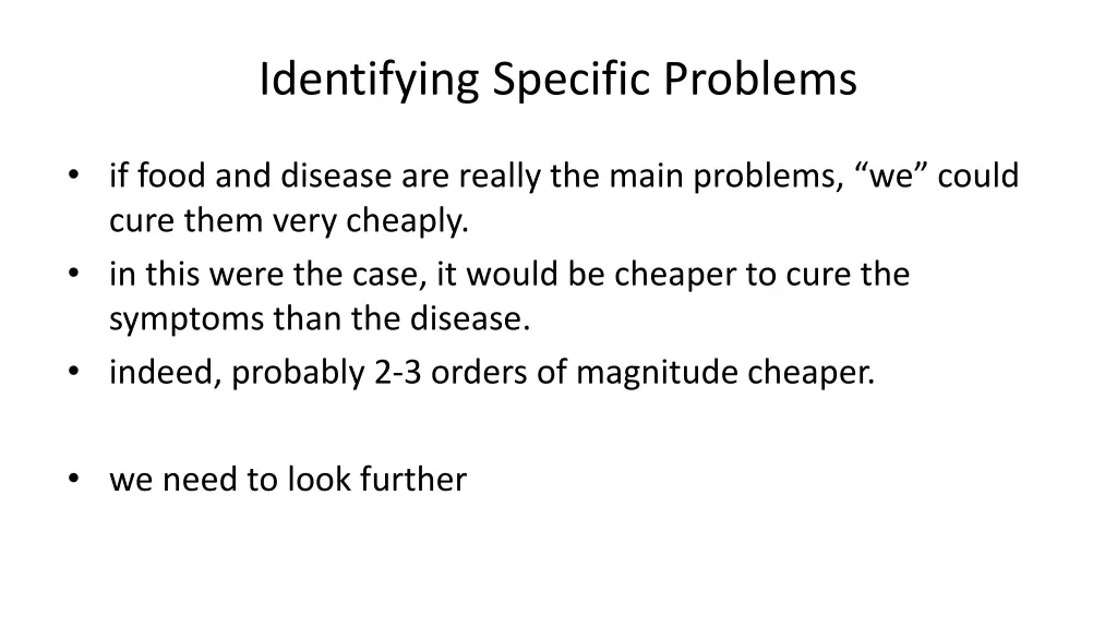 identifying specific problems