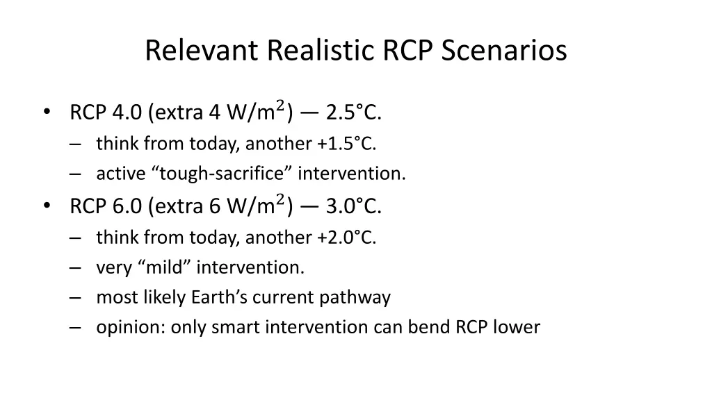 relevant realistic rcp scenarios