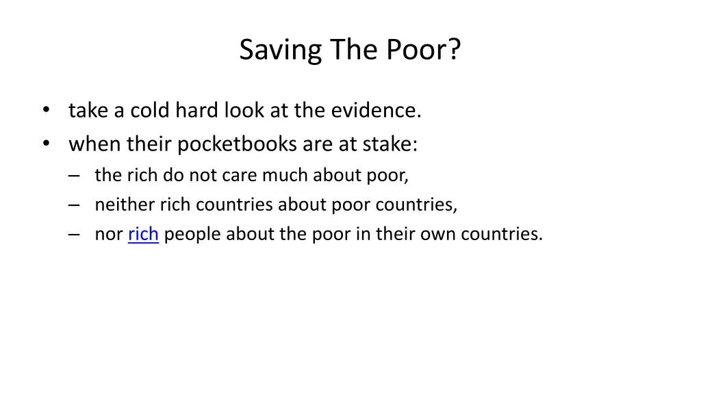 saving the poor