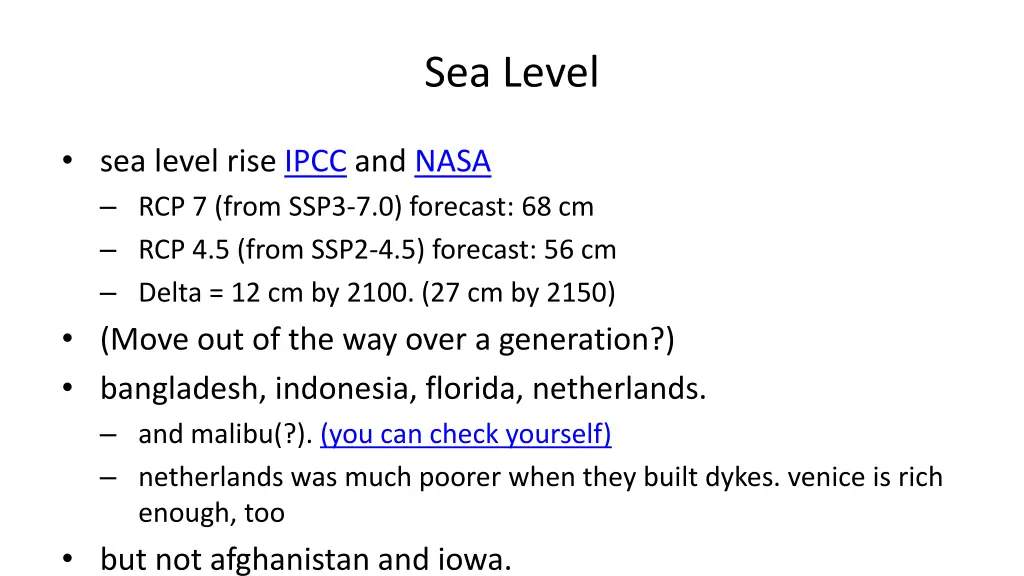 sea level