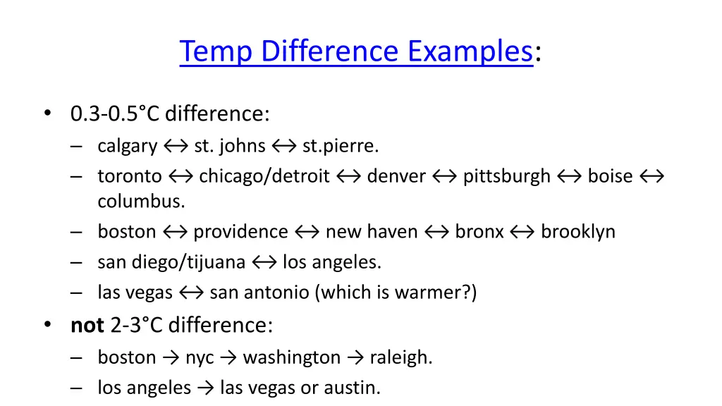 temp difference examples