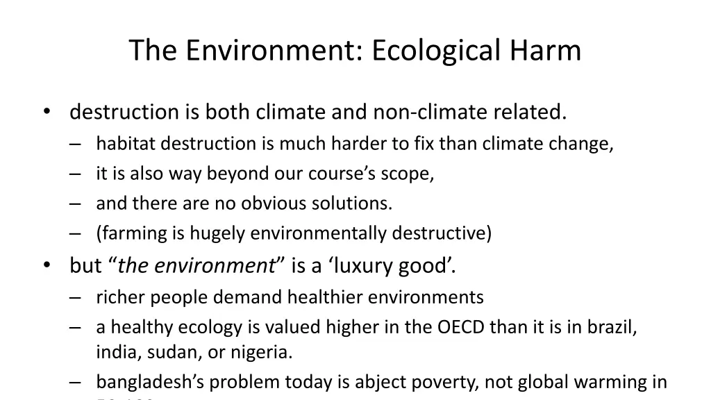 the environment ecological harm