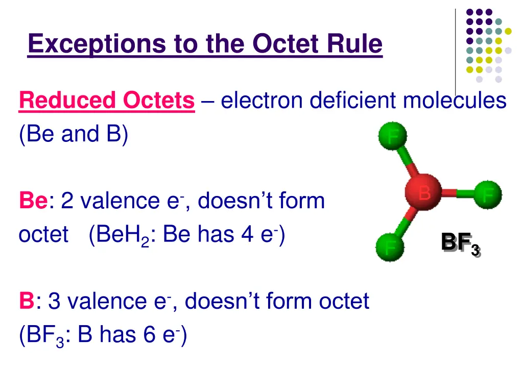 exceptions to the octet rule