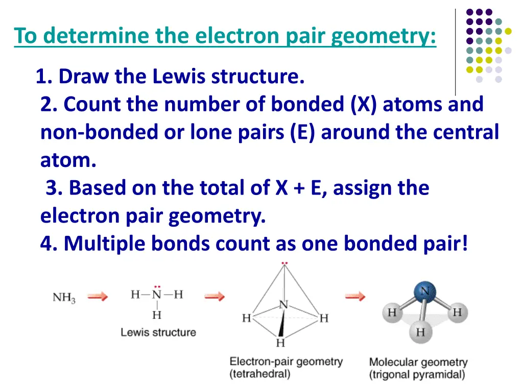 to determine the electron pair geometry