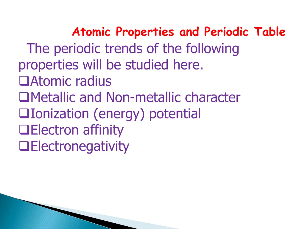 atomic properties and periodic table the periodic