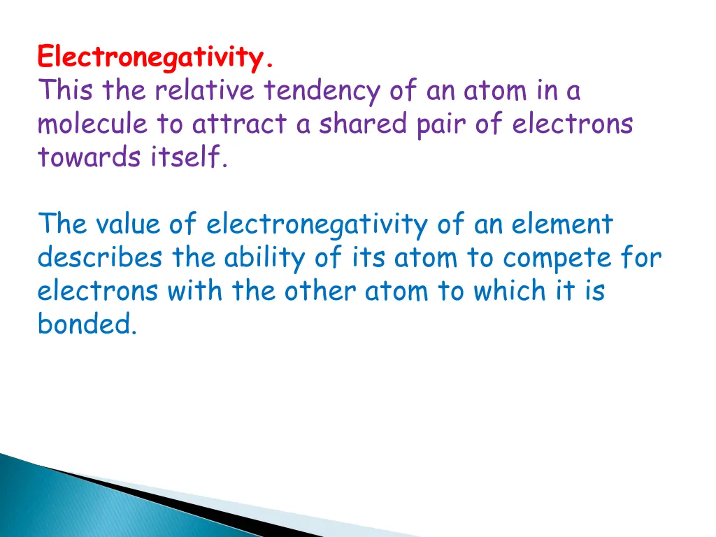 electronegativity this the relative tendency