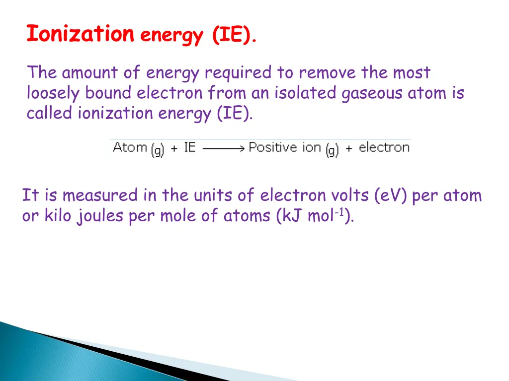 ionization energy ie