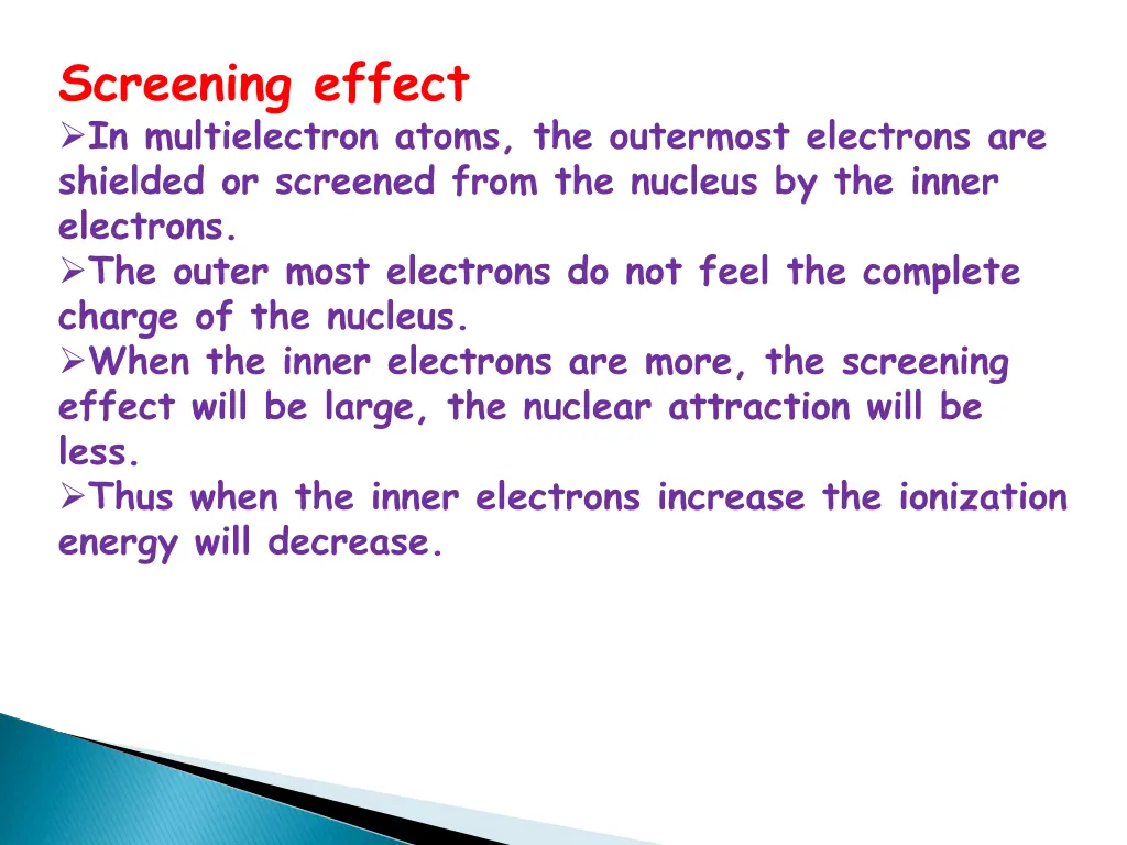 screening effect in multielectron atoms