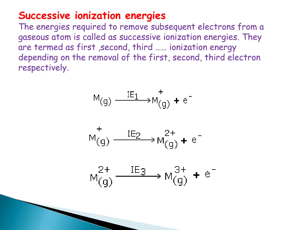 successive ionization energies the energies