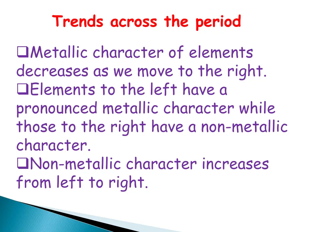 trends across the period