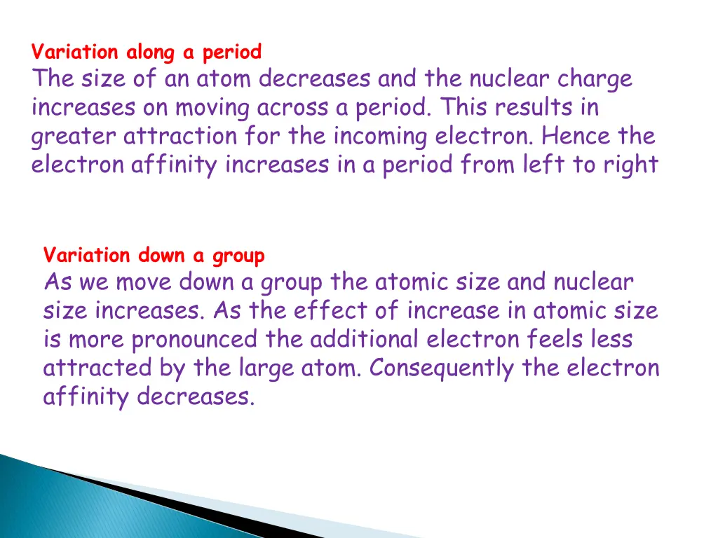 variation along a period the size of an atom