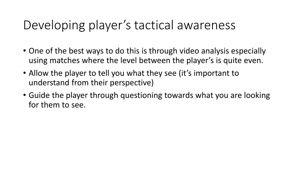 developing player s tactical awareness