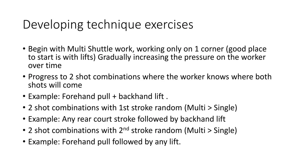 developing technique exercises