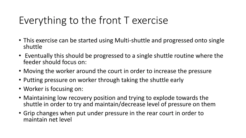 everything to the front t exercise