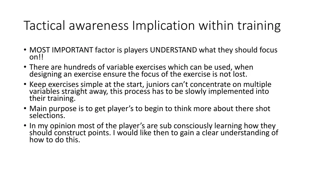 tactical awareness implication within training