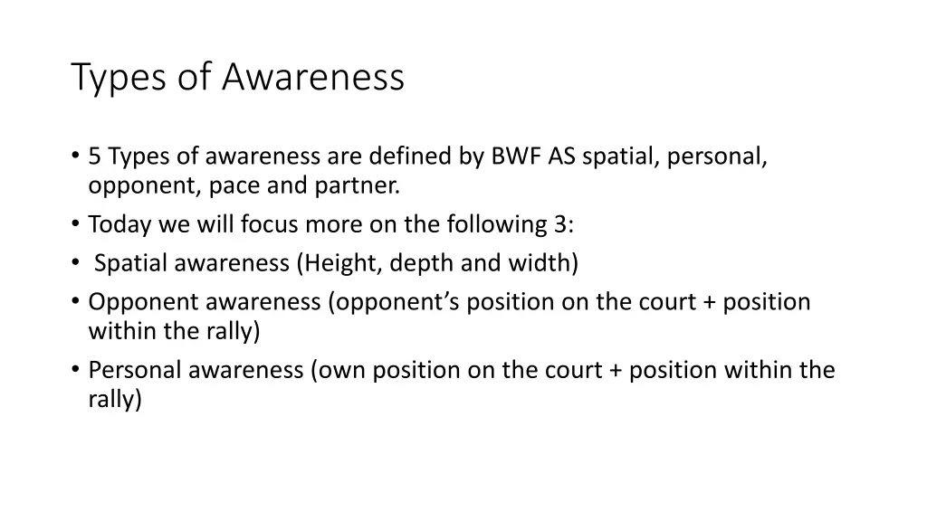 types of awareness