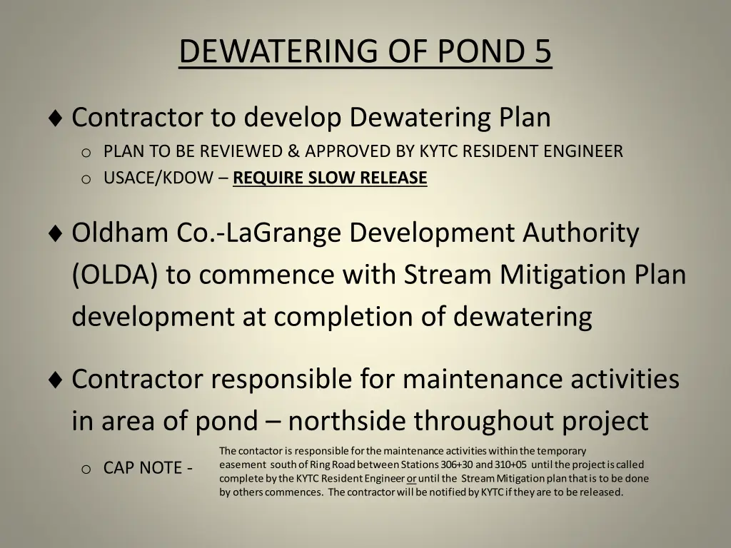 dewatering of pond 5