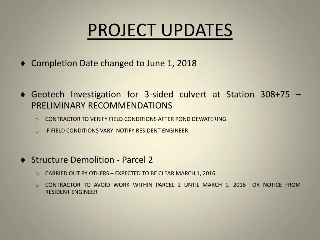 project updates