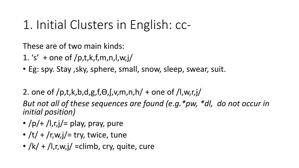 1 initial clusters in english cc