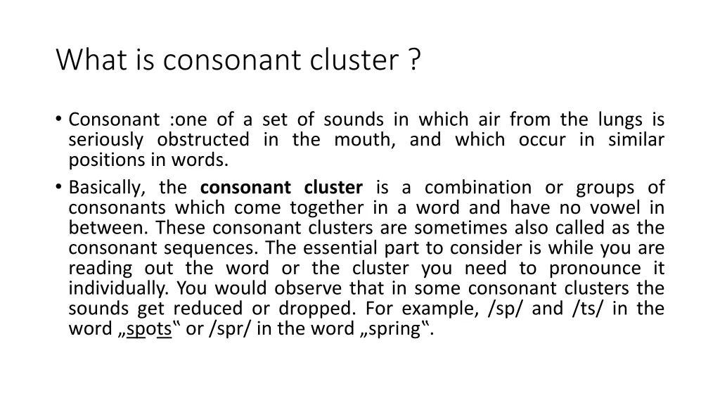 what is consonant cluster