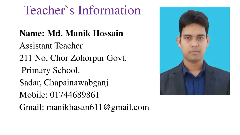 teacher s information