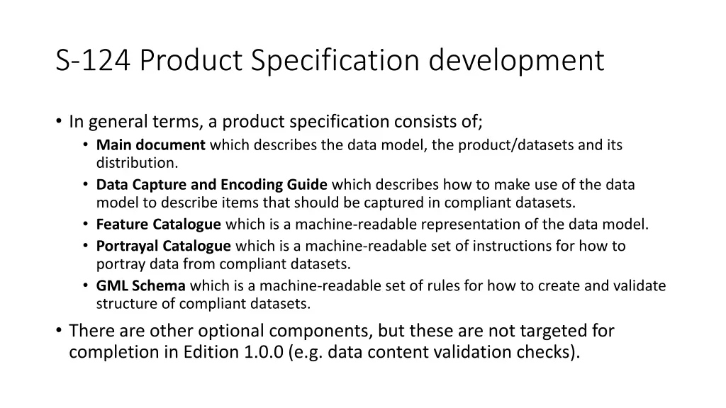 s 124 product specification development