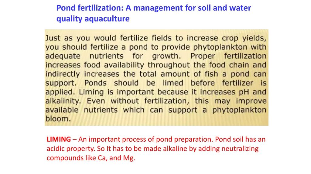 pond fertilization a management for soil