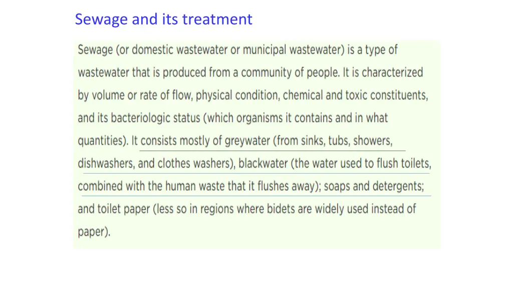 sewage and its treatment