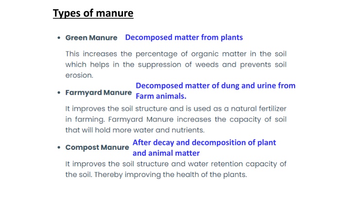 types of manure