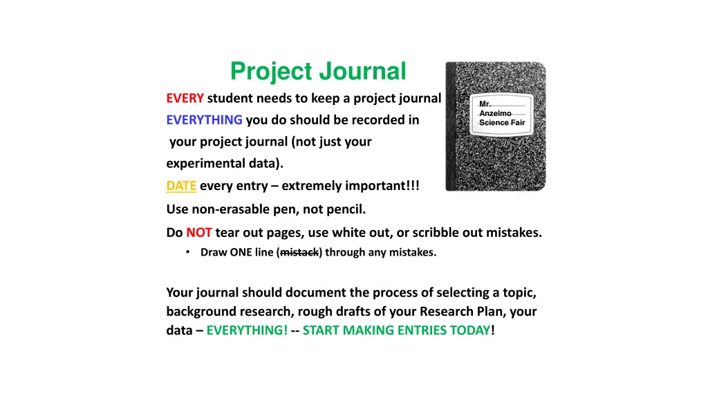 project journal every student needs to keep