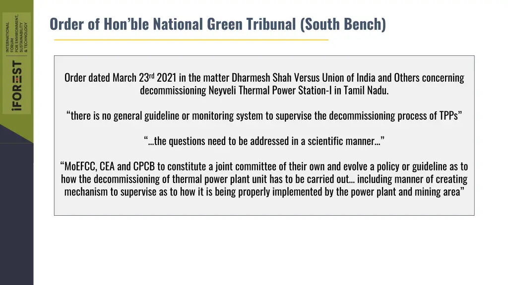 order of hon ble national green tribunal south