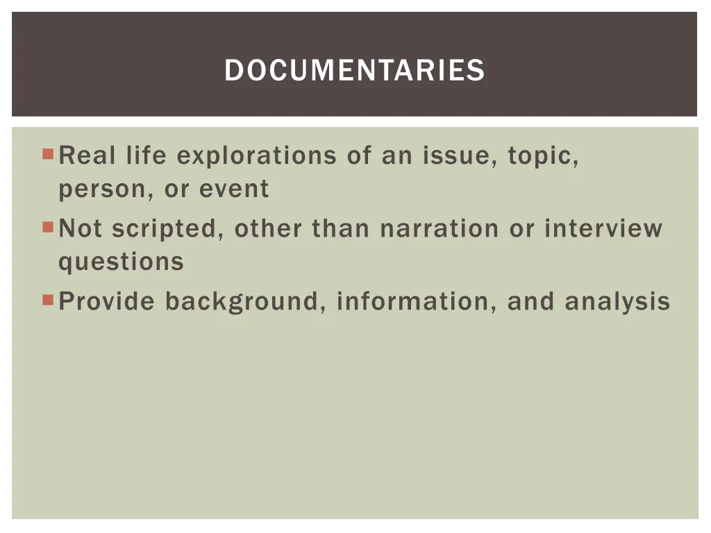 documentaries