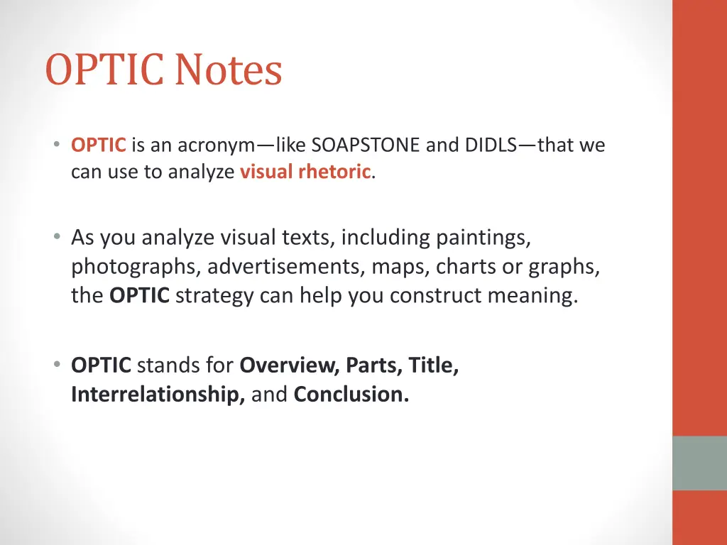 optic notes