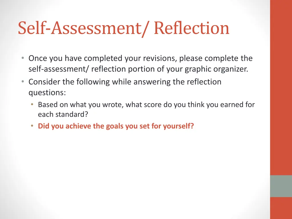 self assessment reflection