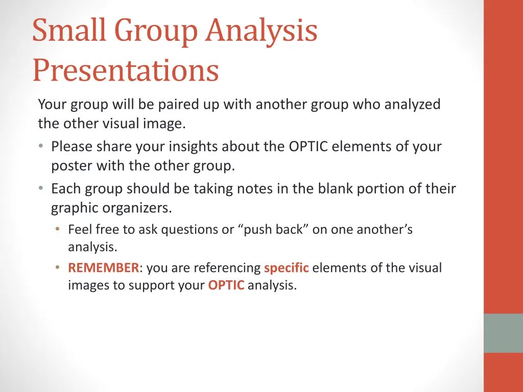 small group analysis presentations