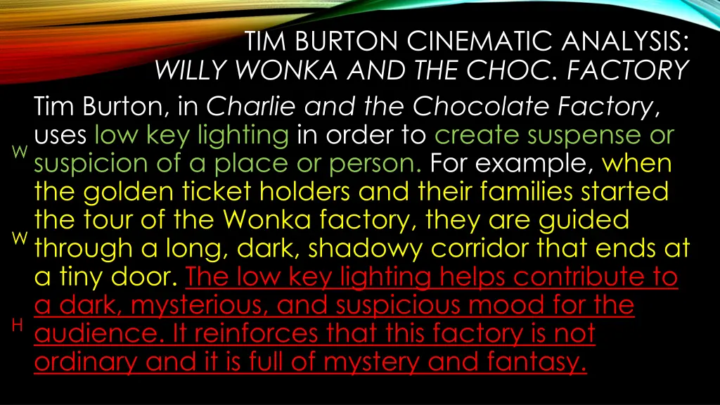 tim burton cinematic analysis willy wonka