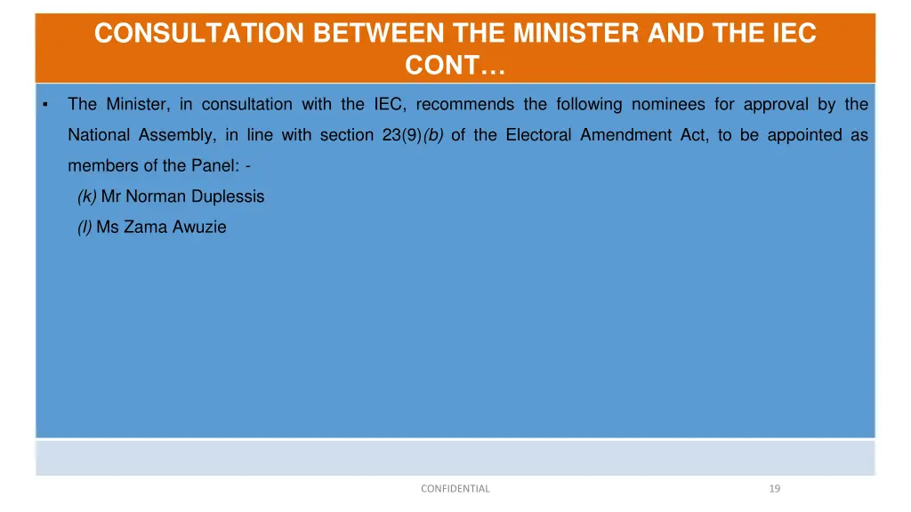 consultation between the minister and the iec cont 3