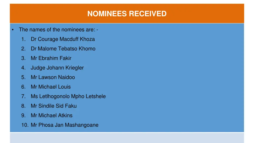 nominees received