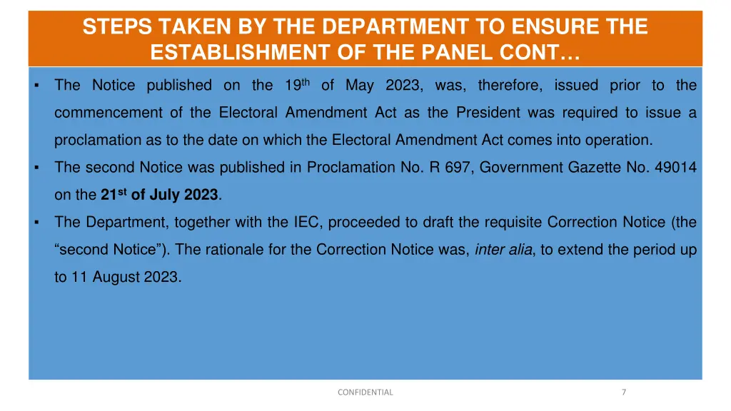 steps taken by the department to ensure 1