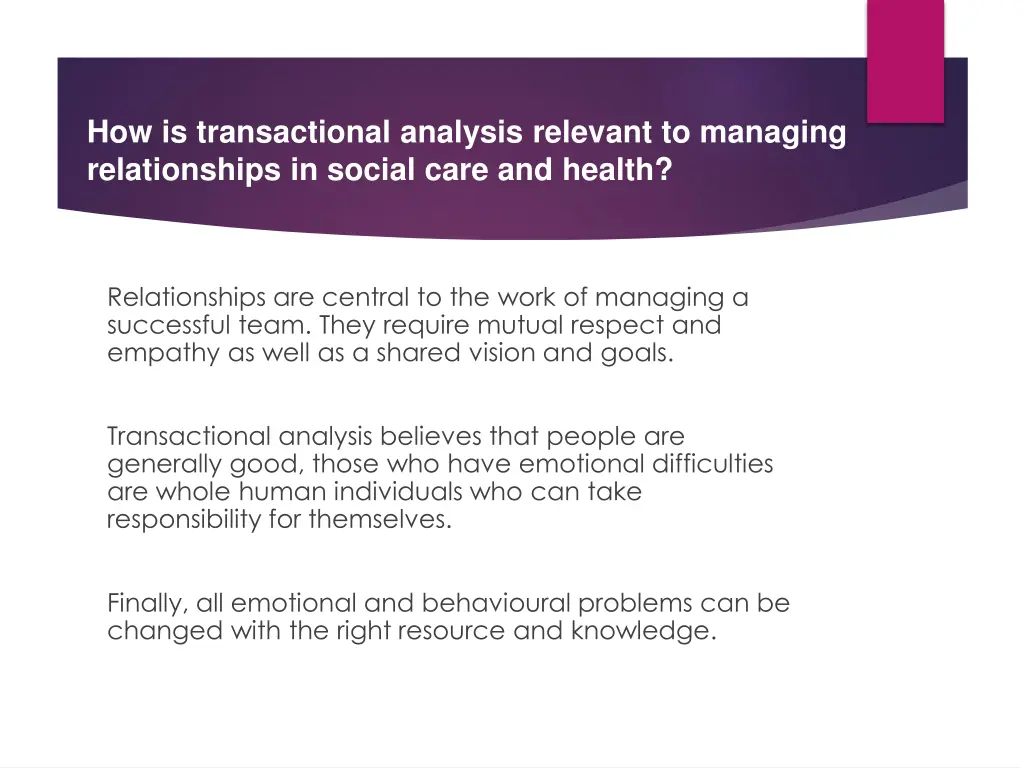 how is transactional analysis relevant 7