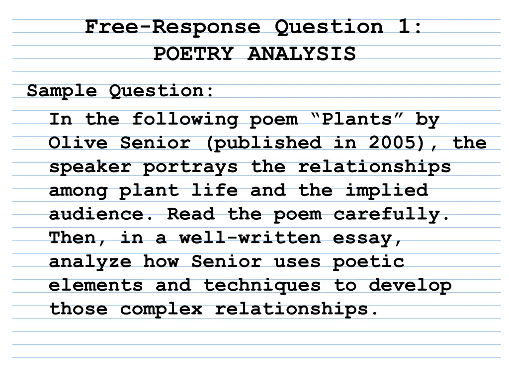 free response question 1 poetry analysis