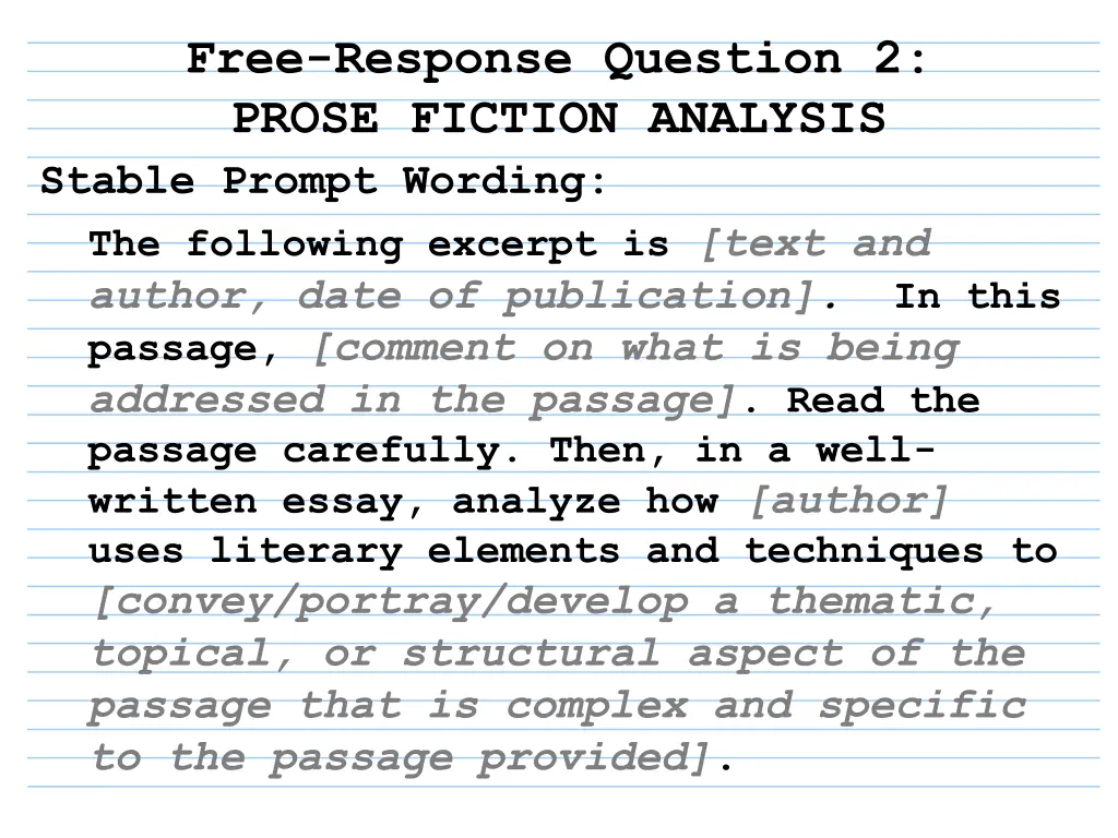 free response question 2 prose fiction analysis 2