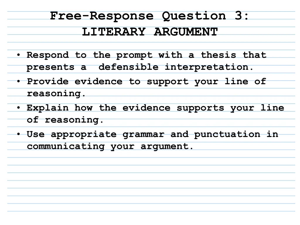 free response question 3 literary argument 1