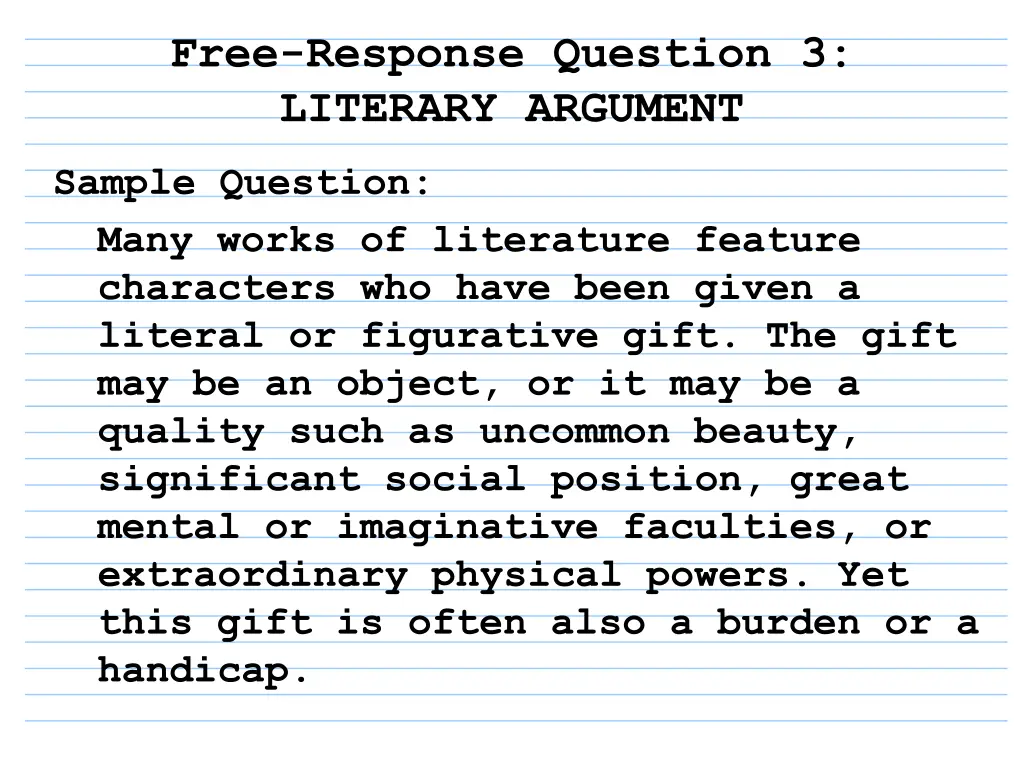 free response question 3 literary argument 2