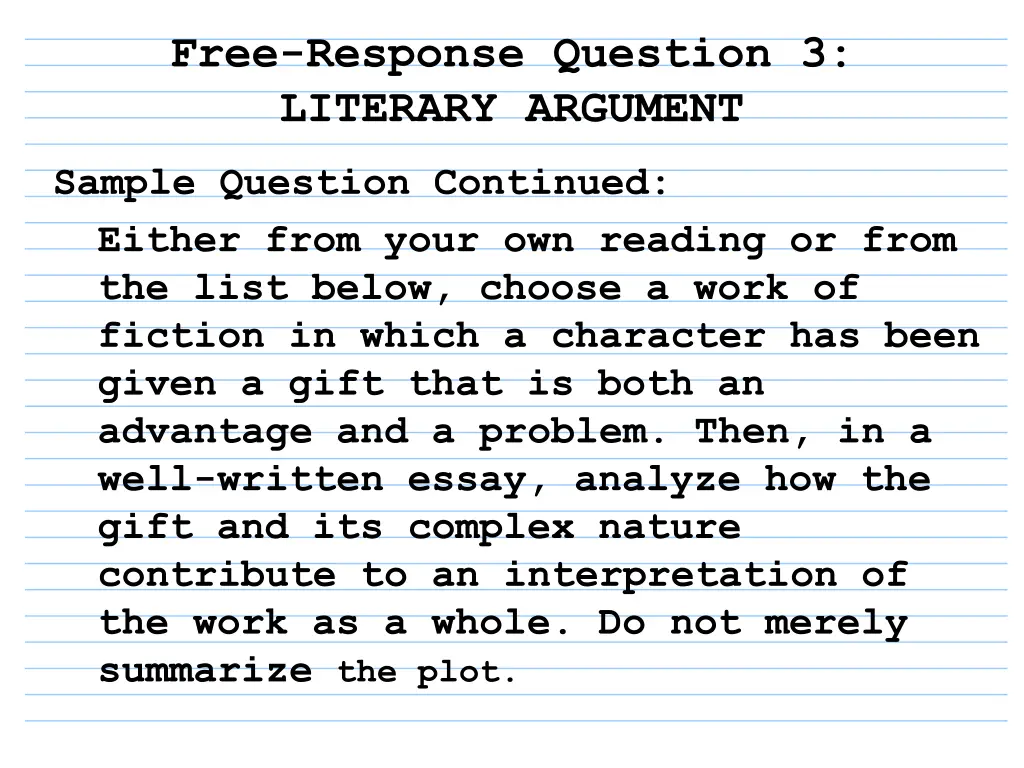 free response question 3 literary argument 3